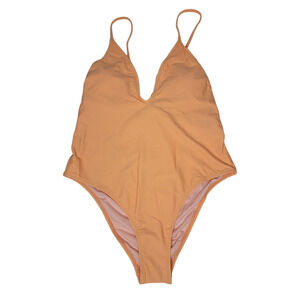 NWT Cupshe X STASSIE Oasis Lace-Back Cheeky One Piece Swimsuit Orange Large